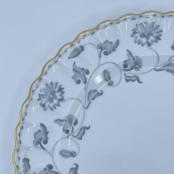 spode colonel gray bone china salad plates set of 4 floral garland gold trim - Picture 3 of 5